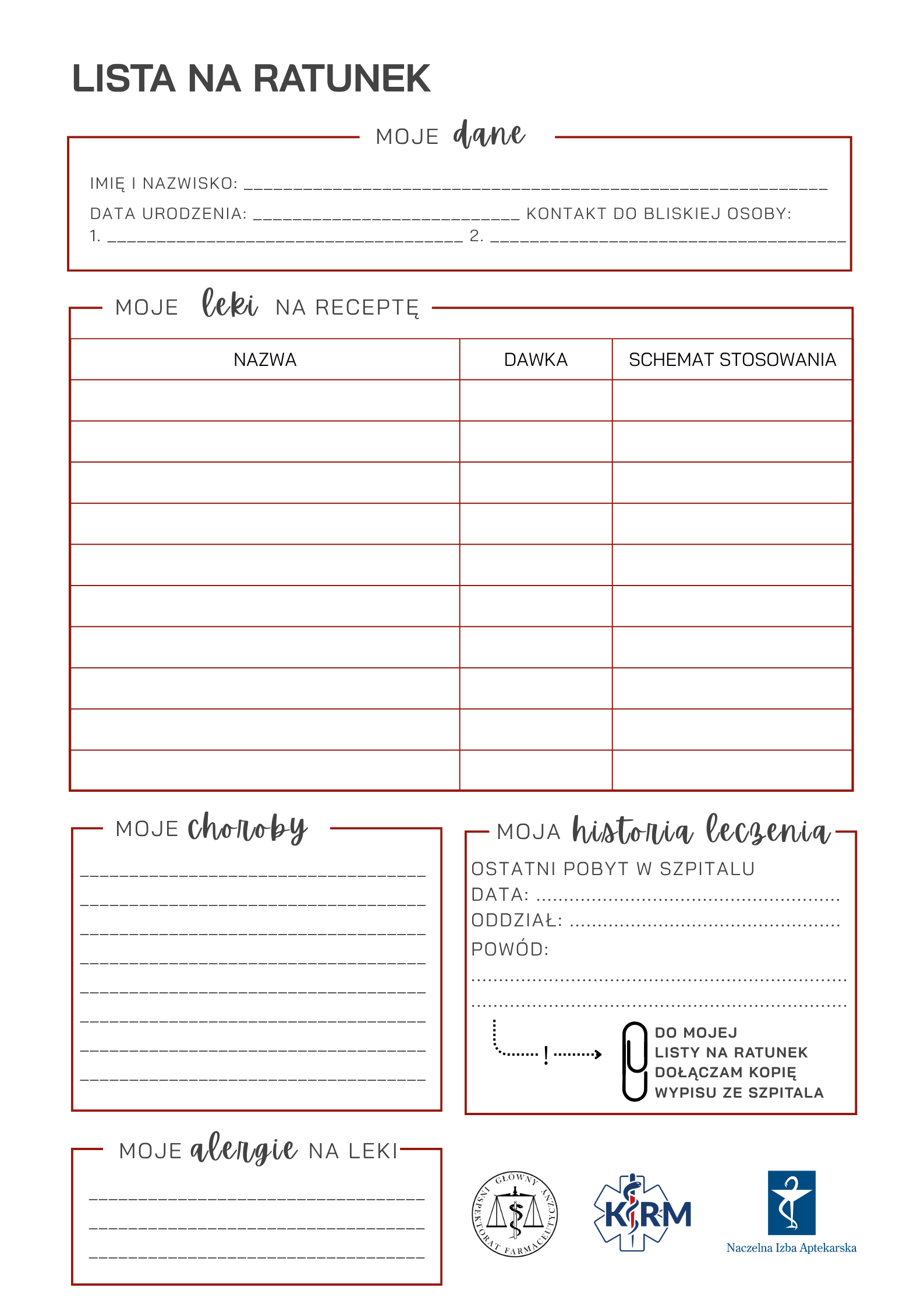 Lista na Ratunek (awers)