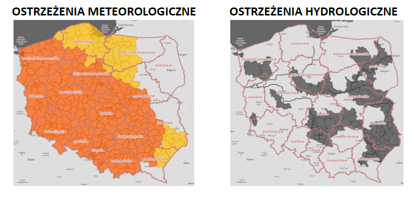 Mapa zagrożeń meteo i hydro 20 czerwca 2026 RCB IMGW