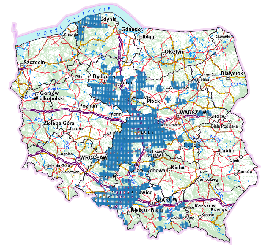 Ilustracja przedstawia zrzut ekranu z zasięgiem nowo przyjętych danych.