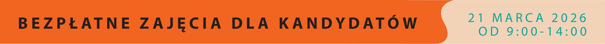 Baner bezpłatne zajęcia dla kandydatów 21 marca od godziny 9:00 do 14:00