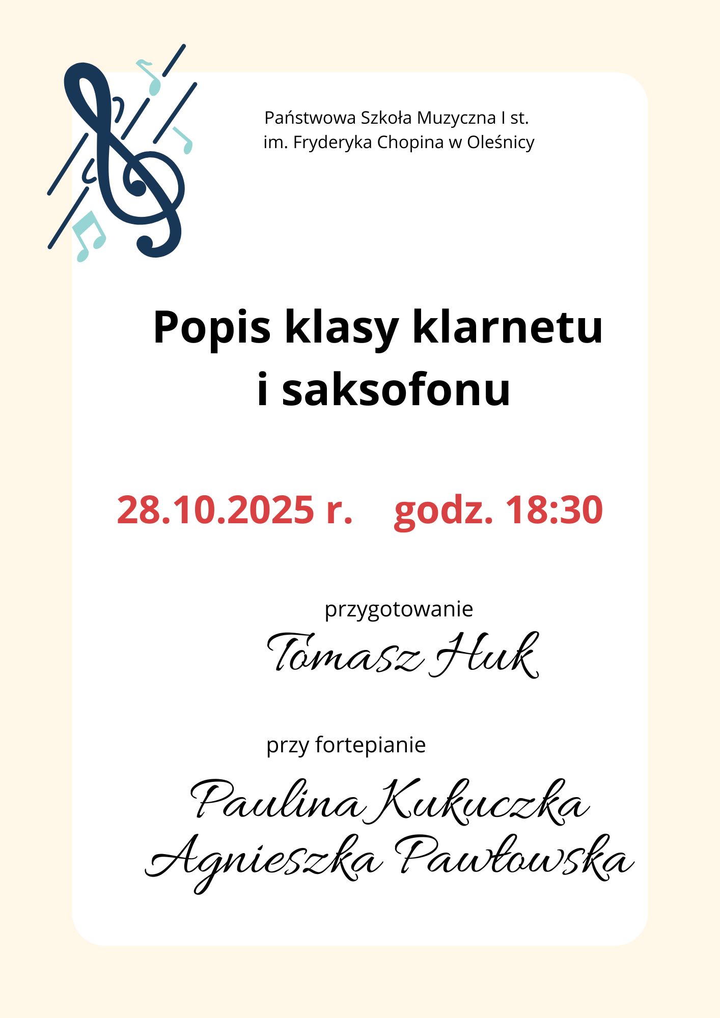 popis klasy klarnetu i saksofonu