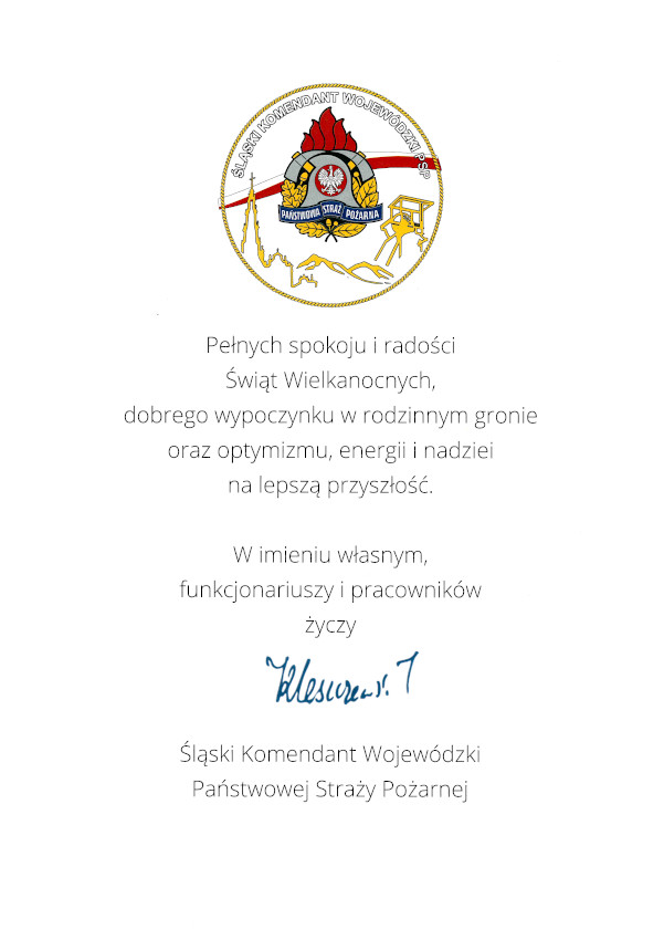 Życzenia świąteczne Śląskiego Komendanta PSP