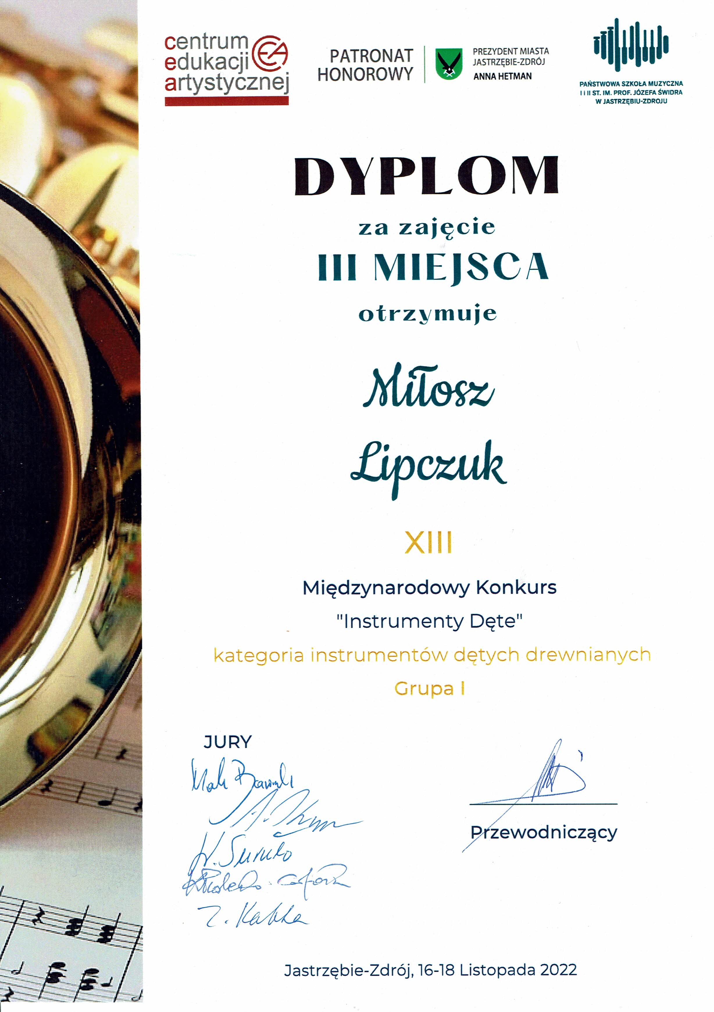 dyplom Miłosz Lipczuk
