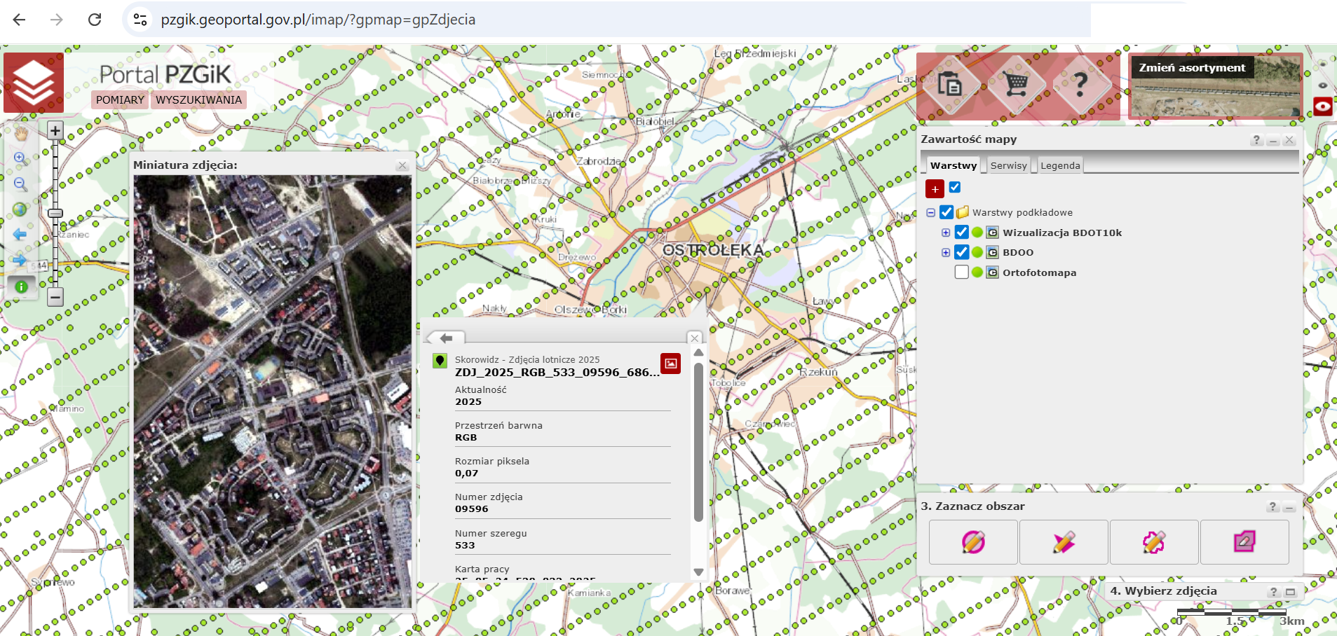 Ilustracja przedstawia zrzut ekranu z portalu pzgik.