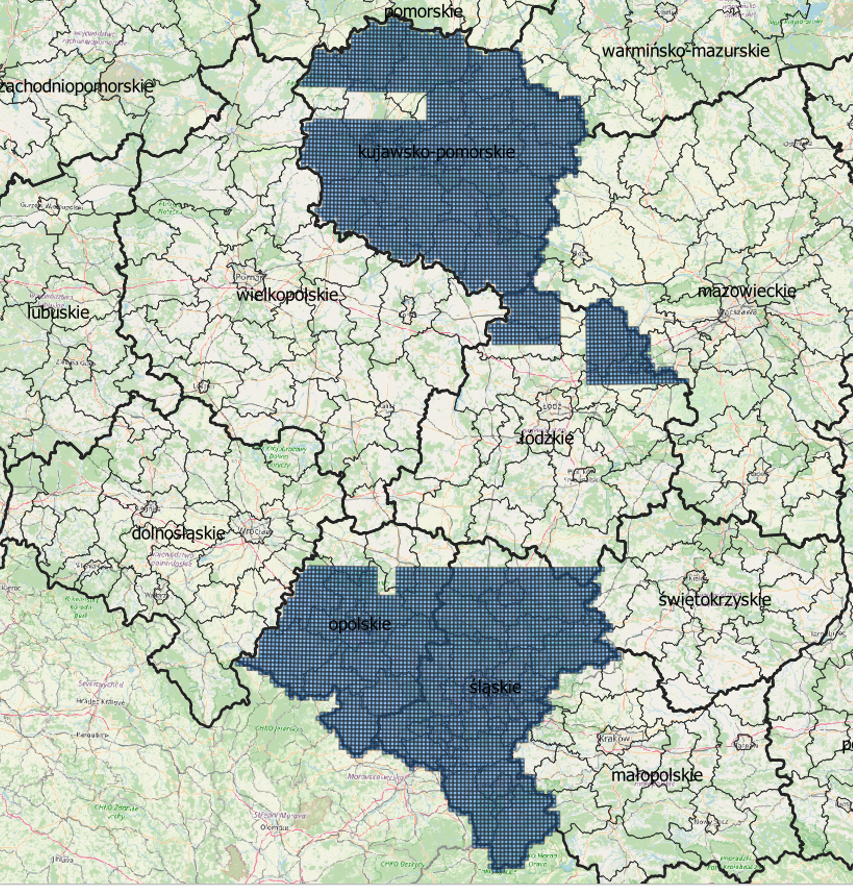 Ilustracja przedstawia zrzut ekranu z serwisu www.geoportal.gov.pl przedstawiający nowo przyjęte dane usłudze Ortofotomapa Wysokiej Rozdzielczości