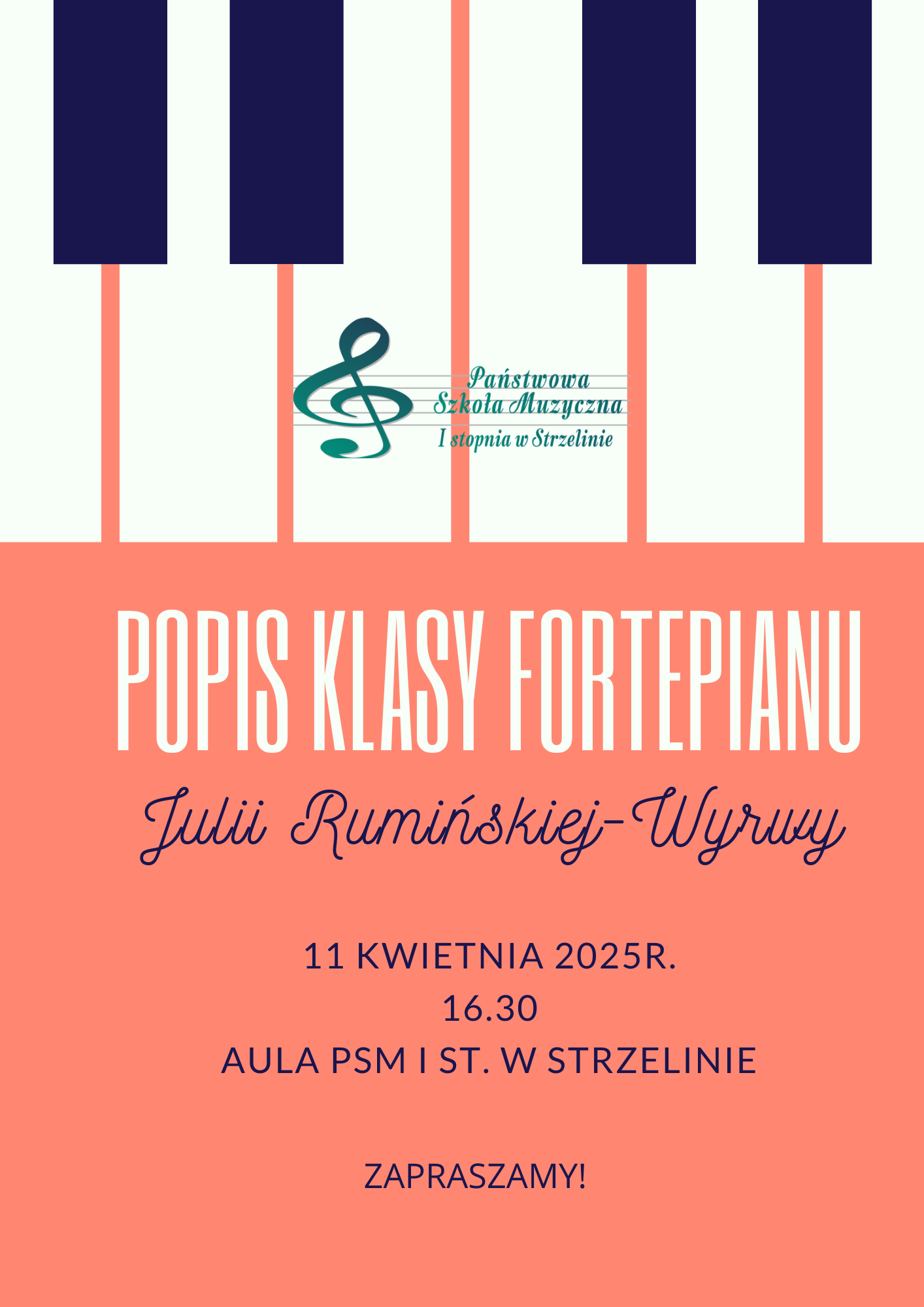 Na różowym tle znajdują się informacje o koncercie.