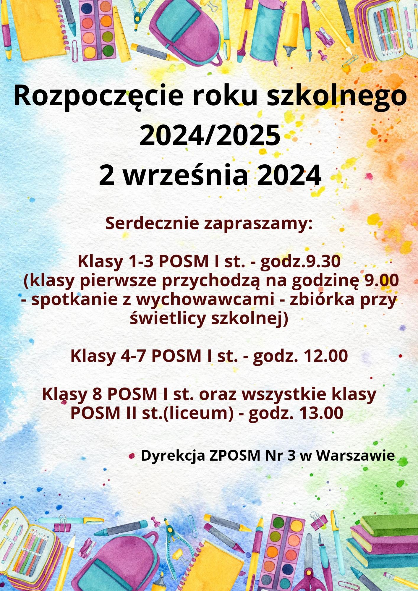 Rozpoczęcie roku 2024/25