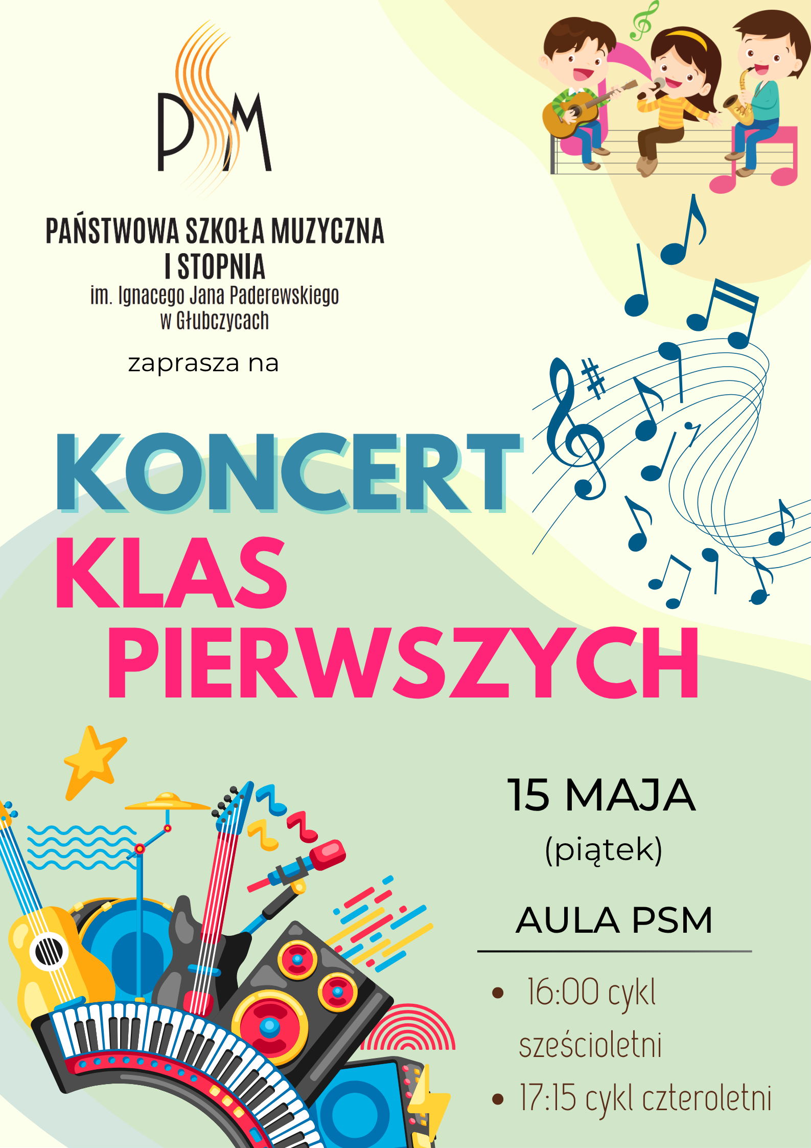 Koncert Klas Pierwszych - 15 maja 2026 r. PSM w Głubczycach