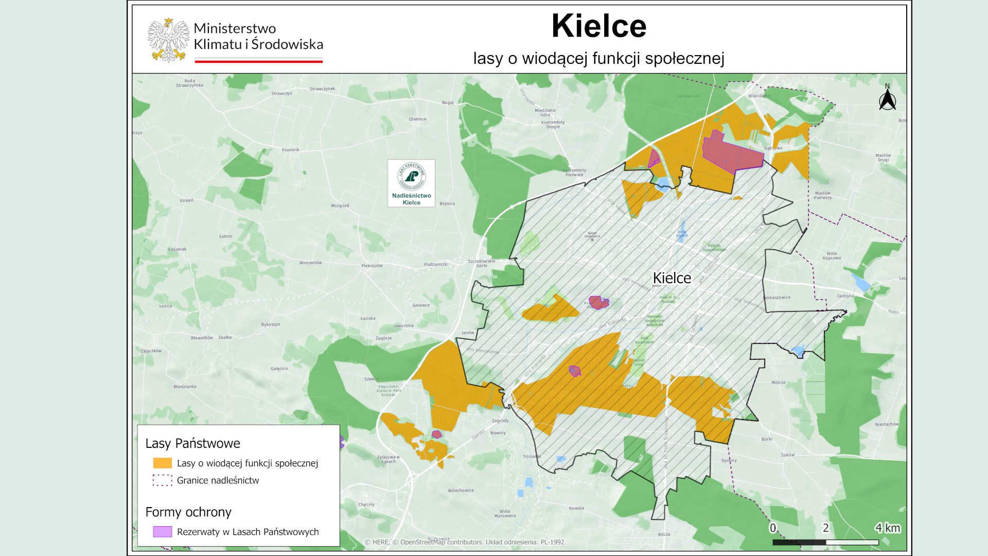 mapa lasy społeczne Kielce