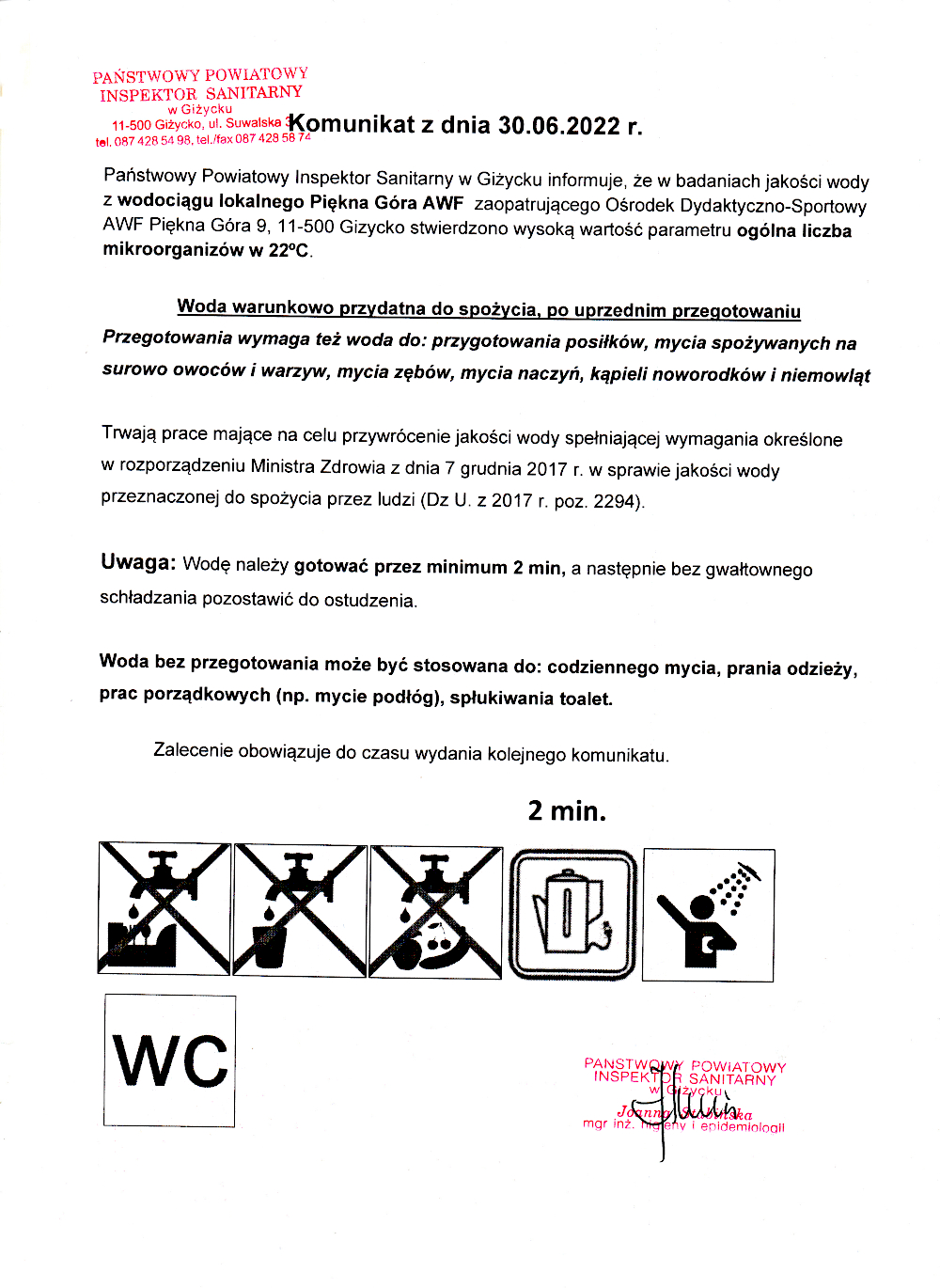 Komunikat z dnia 30.06.2022