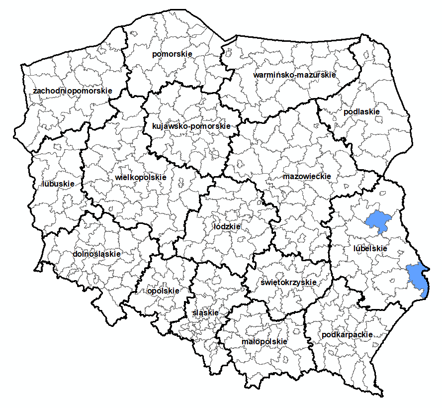 Ilustracja przedstawia powiaty, dla których podpisana została umowa na aktualizację zbiorów danych BDOT10k