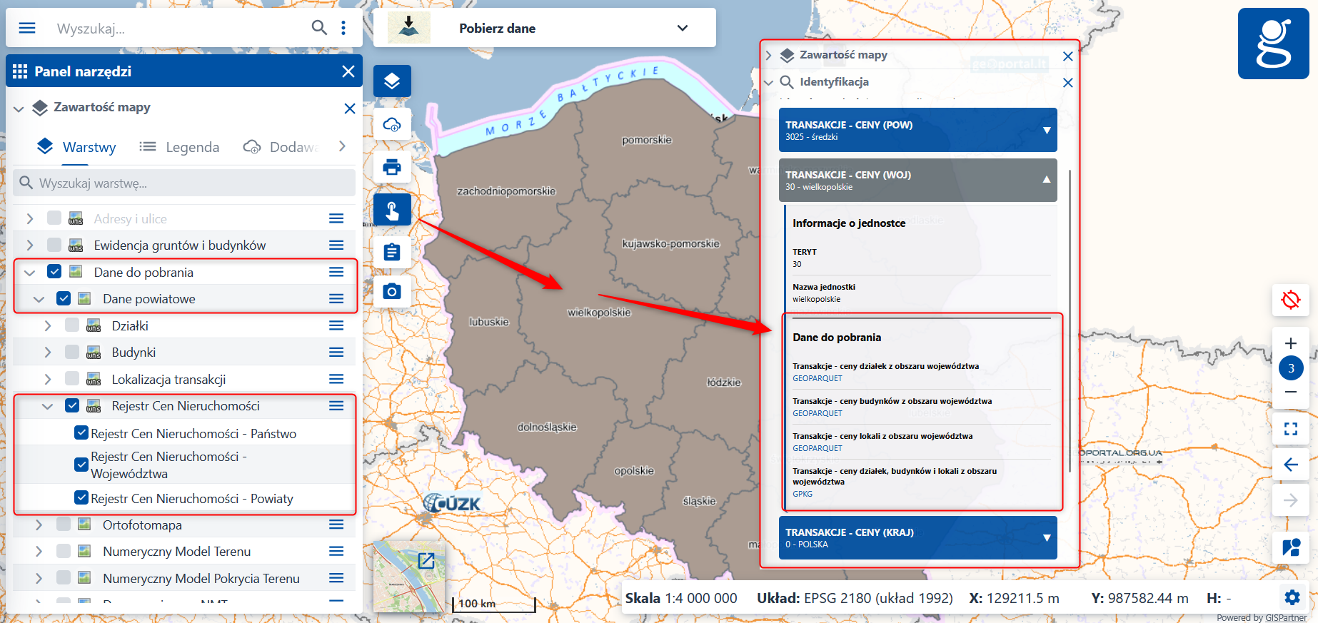 Ilustracja przedstawia dostępne dane do pobrania.