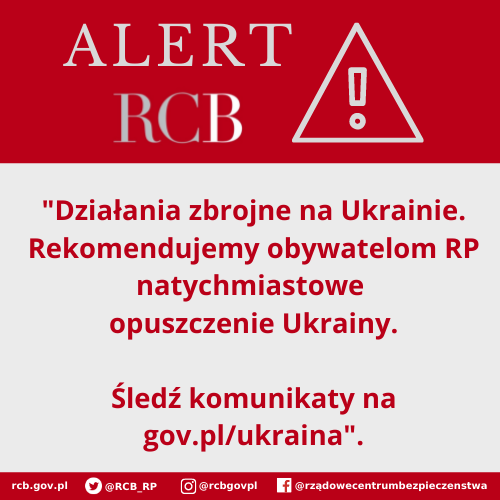 Alert RCB dla Polków na Ukrainie.