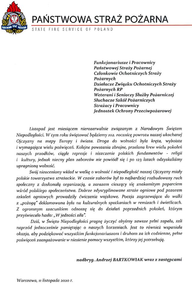 list komendanta głównego