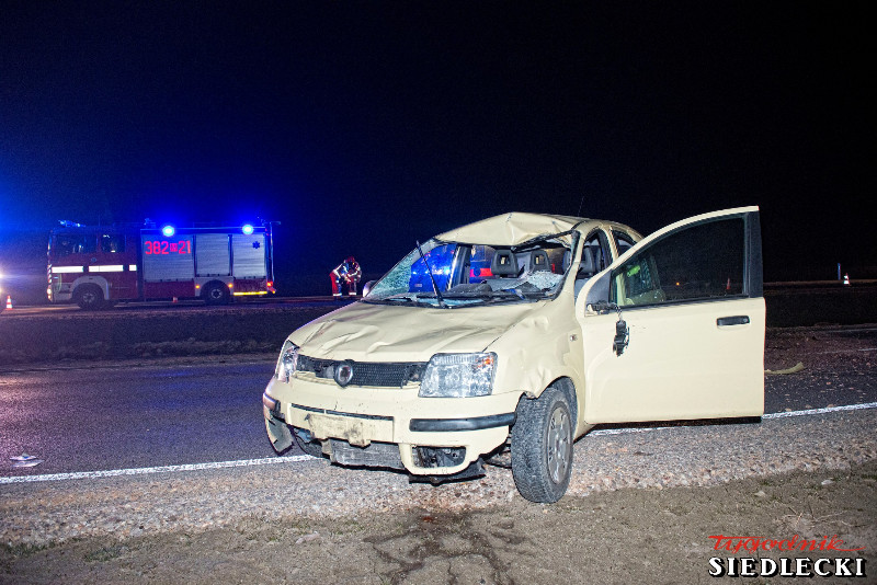 Na zdjęciu wrak samochodu osobowego po zderzeniu z trzema łosiami.