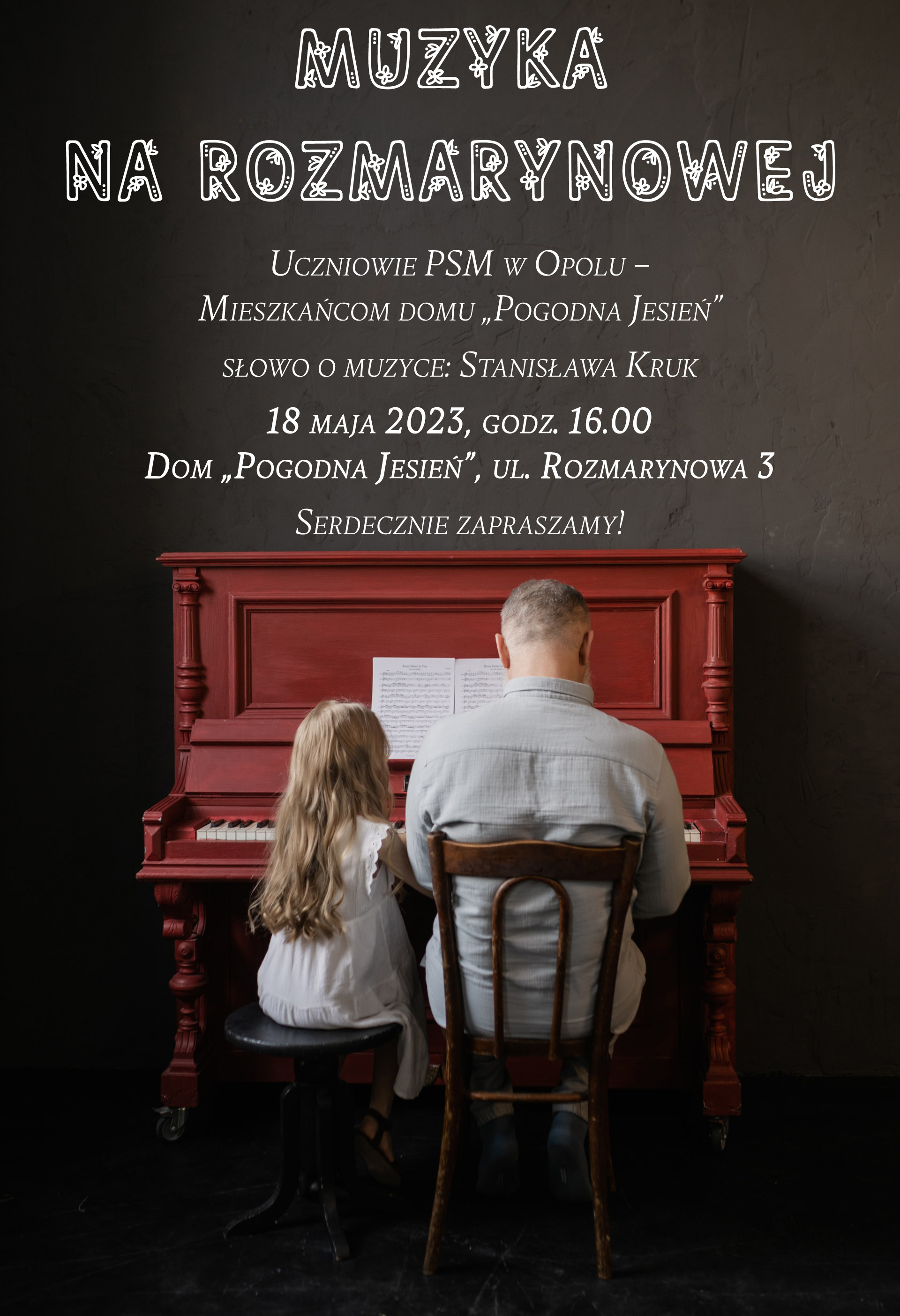 Plakat koncertu Muzyka na Rozmarynowej