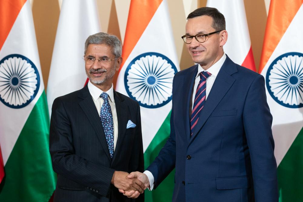 Premier Mateusz Morawiecki i minister spraw zagranicznych Indii.