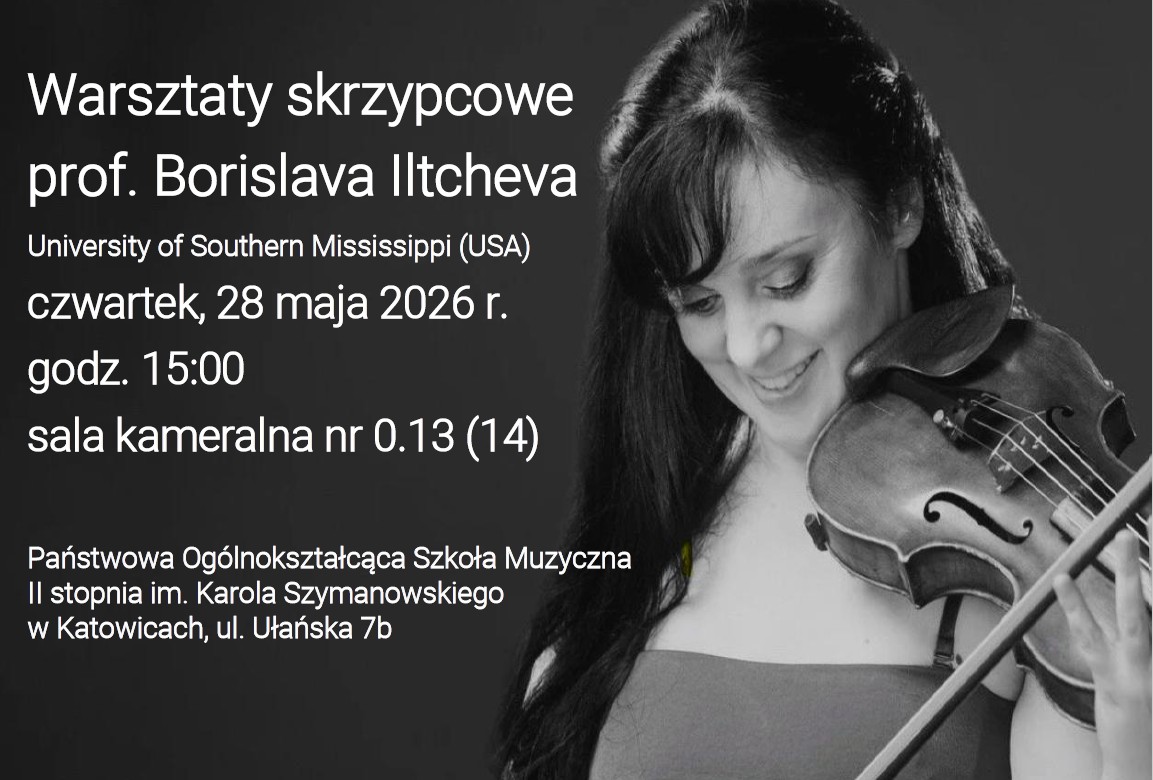plakat do treści artykułu Warsztaty skrzypcowe zdjęcie prowadzącej grającej na skrzypcach