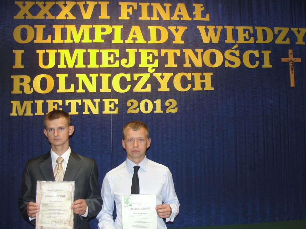 SUKCES UCZNIÓW W ELIMINACJACH CENTRALNYCH OLIMPIADY WIEDZY I UMIEJĘTNOŚCI ROLNICZYCH