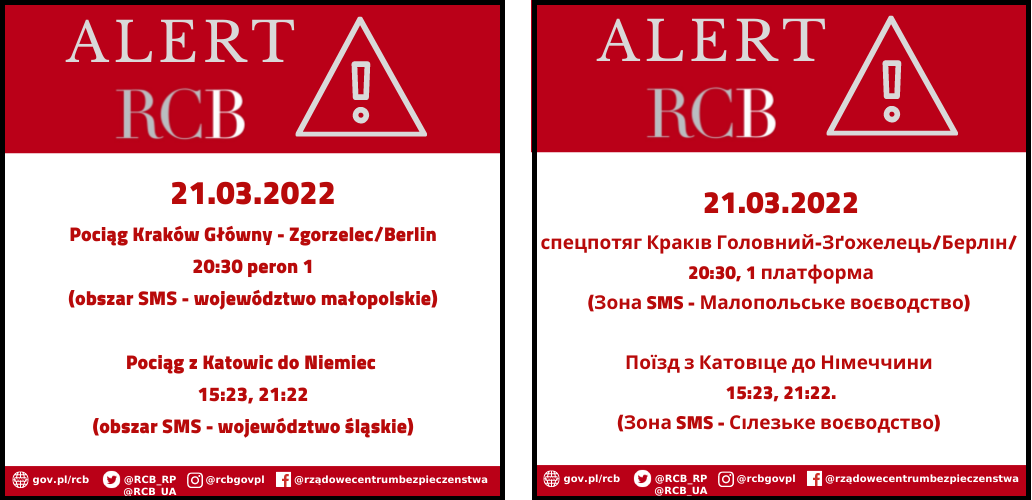 Alert RCB dla obywateli Ukrainy – 21 marca