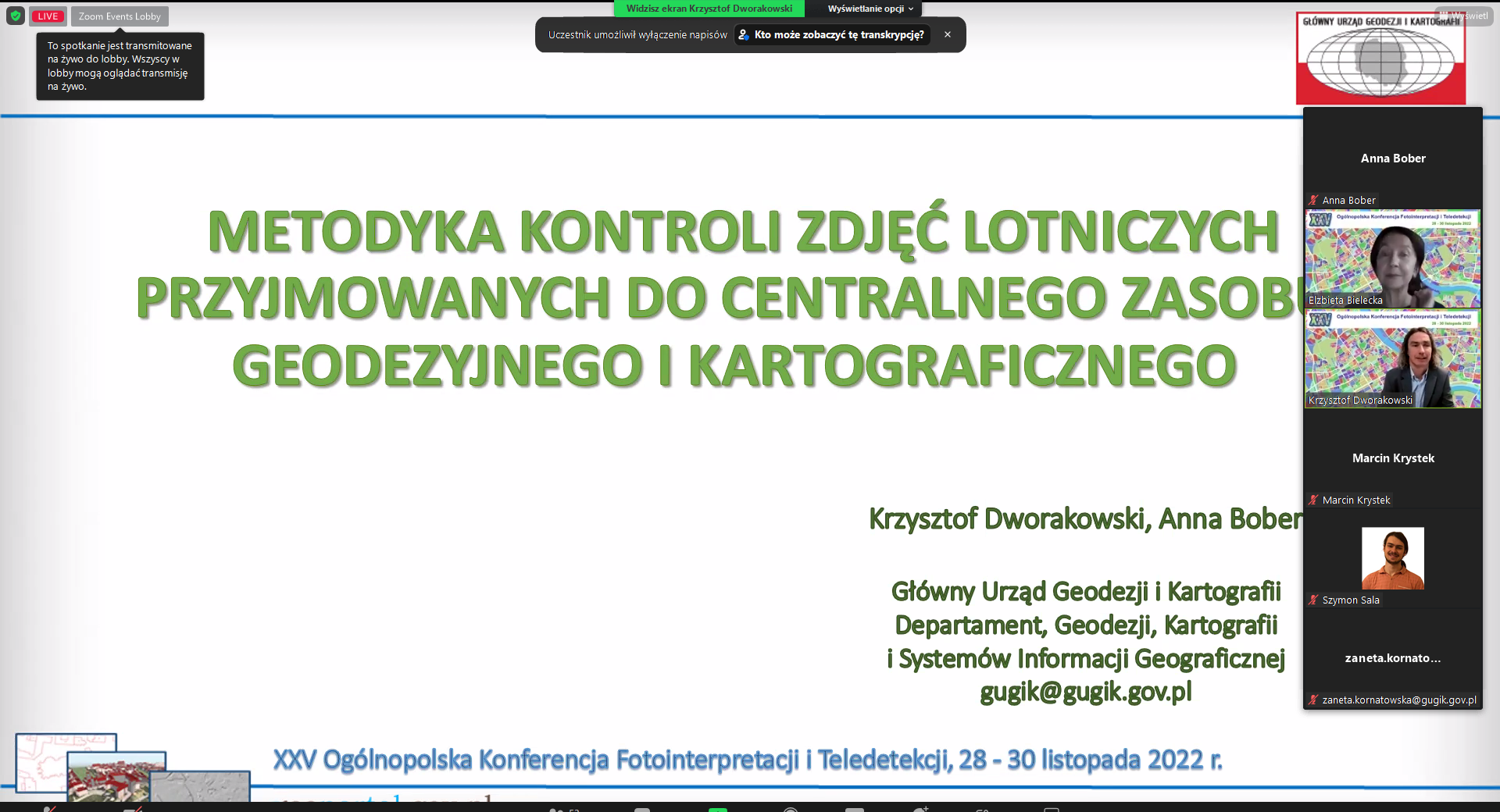 zdjęcie przedstawia stronę tytułowa prezentacji pt. "Metodyka kontroli zdjęć lotniczych przyjmowanych do centralnego zasobu geodezyjnego i kartograficznego"