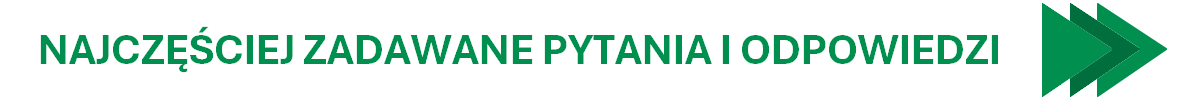 Biały baner z zielonym napisem: Najczęściej zadawane pytania i odpowiedzi. Obok napisu grafika z postaci 3 zielonych trójkątów.