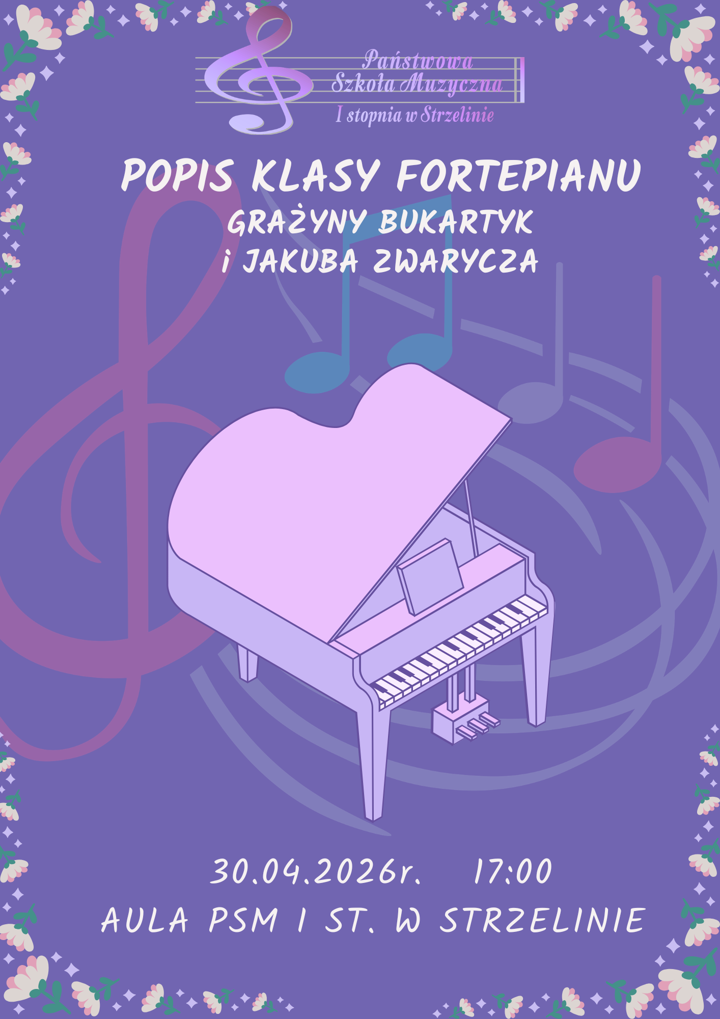 Popis klasy fortepianu mgr Grażyny Bukartyk i mgra Jakuba Zwarycza - 30.04.2026