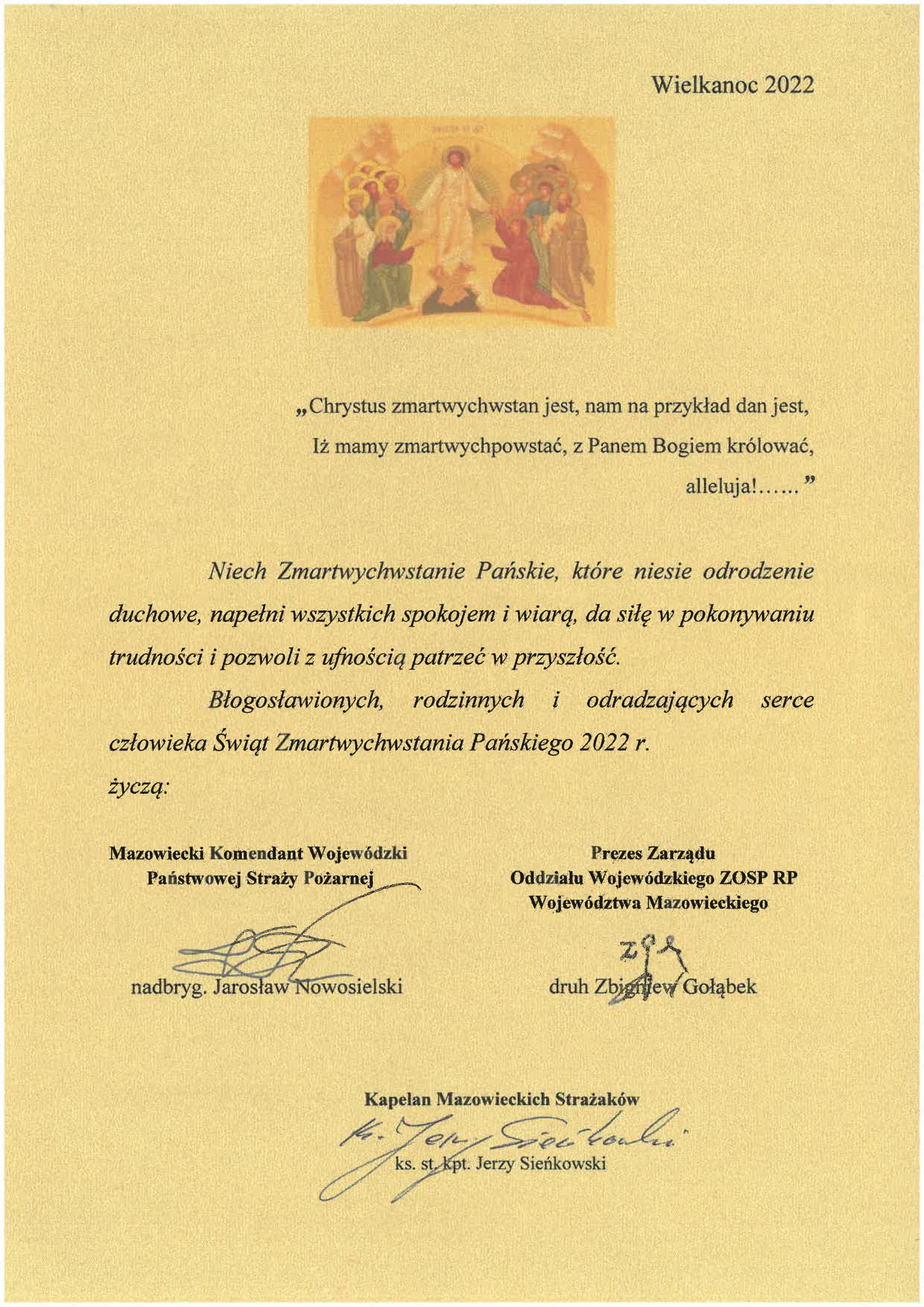 Życzenia Wielkanocne MKW PSP