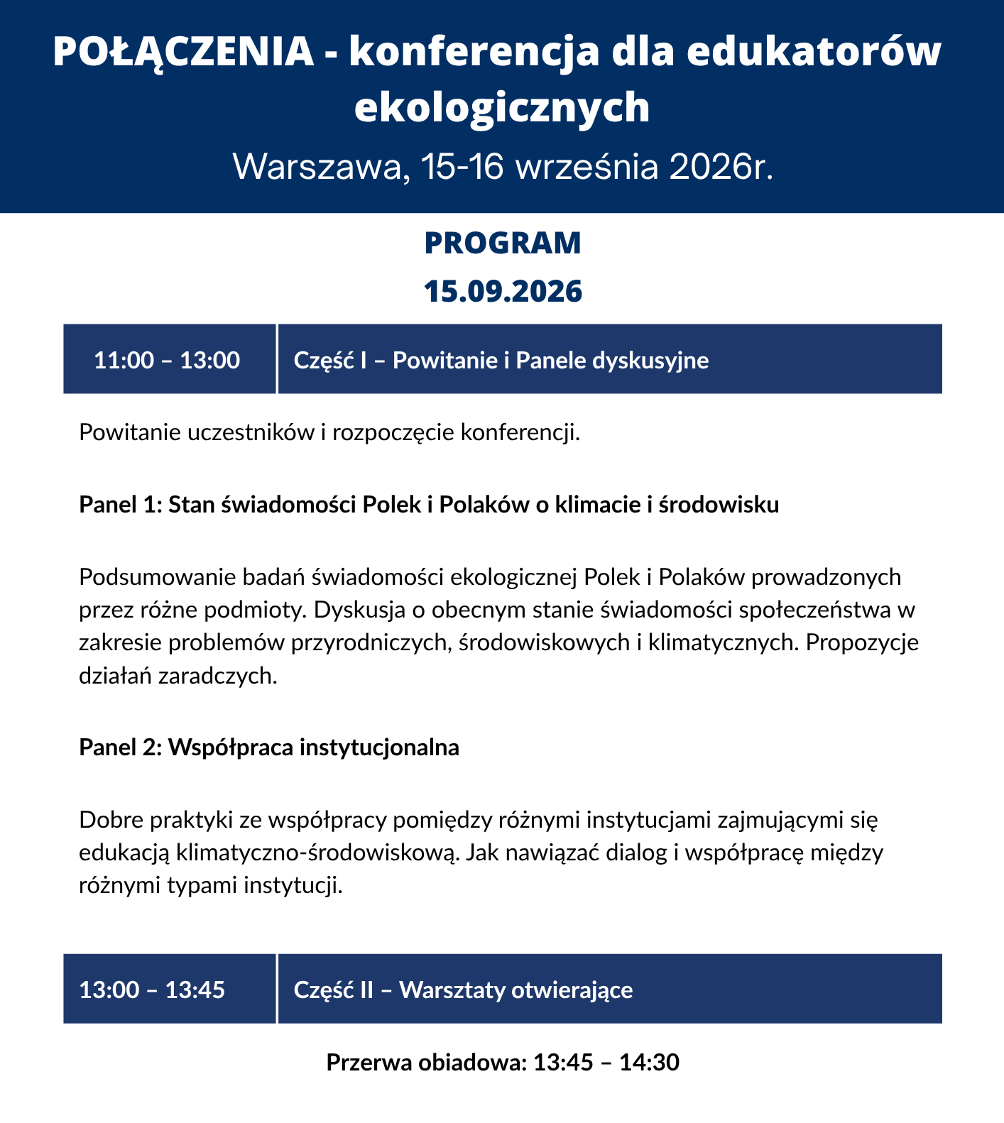 Program konferencji Połączenia