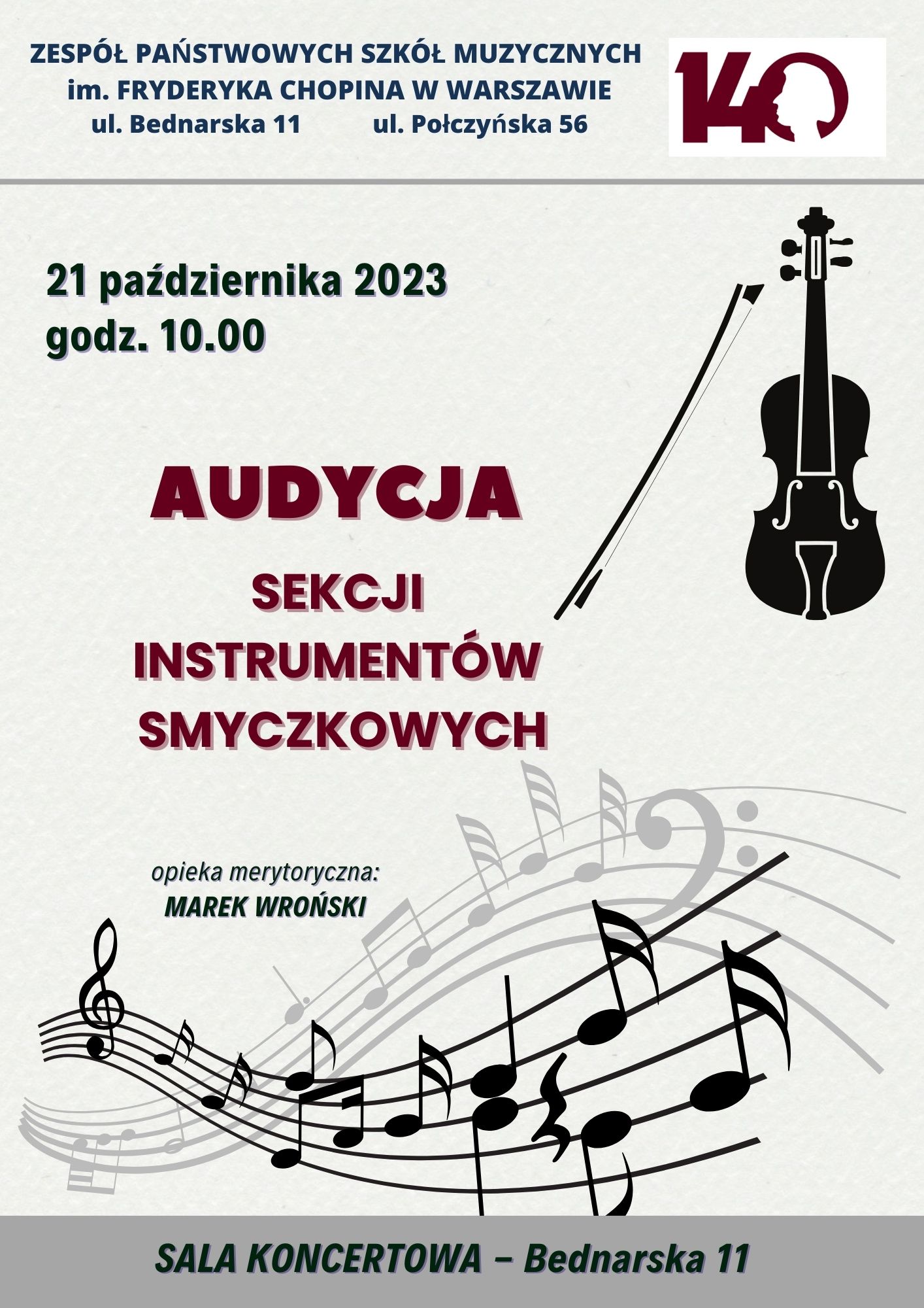 Afisz - Audycja uczniów sekcji instrumentów smyczkowych