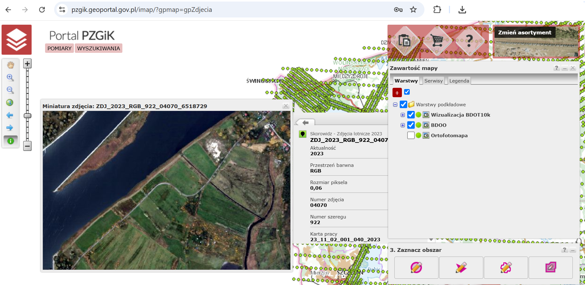Ilustracja przedstawia zrzut ekranu z portalu pzgik. 