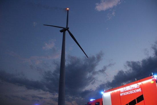 Gostyń - Pożar wiatraka prądowego w Ciołkowie