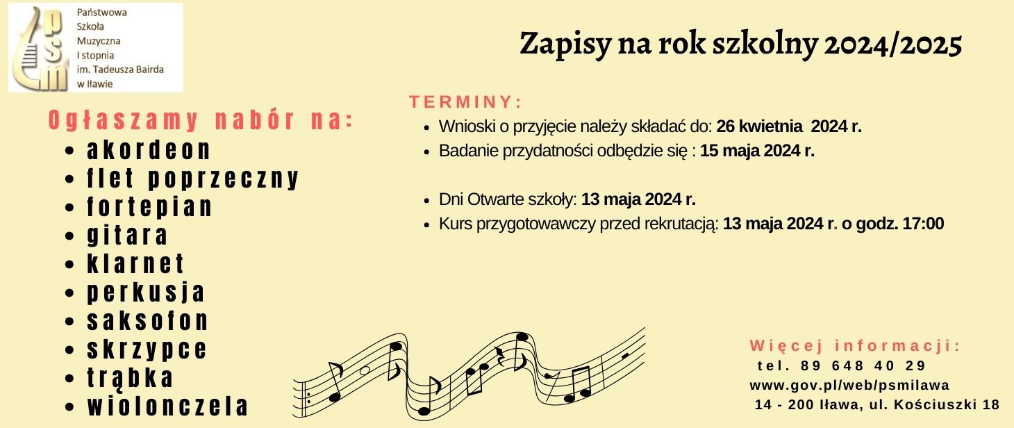 Rekrutacja na rok szkolny 2024 2025 