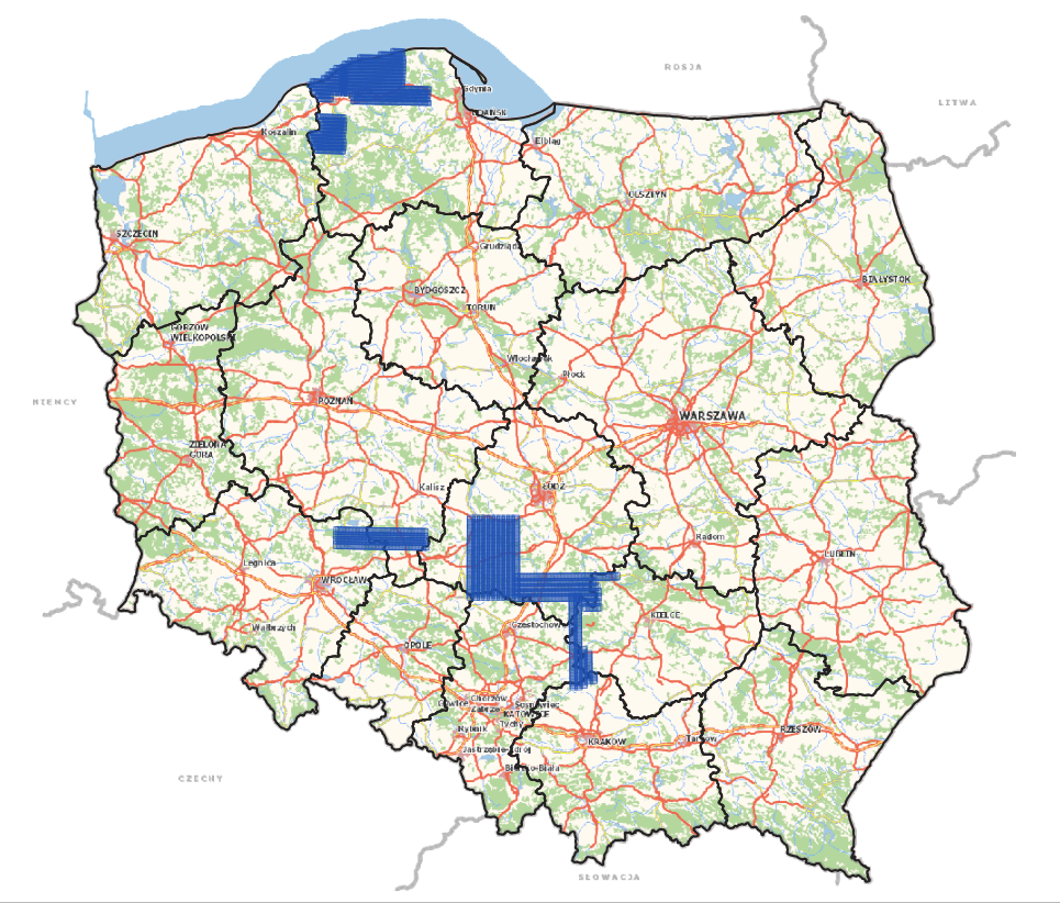 Ilustracja przedstawia zrzut ekranu z zasięgiem nowo przyjętych danych.