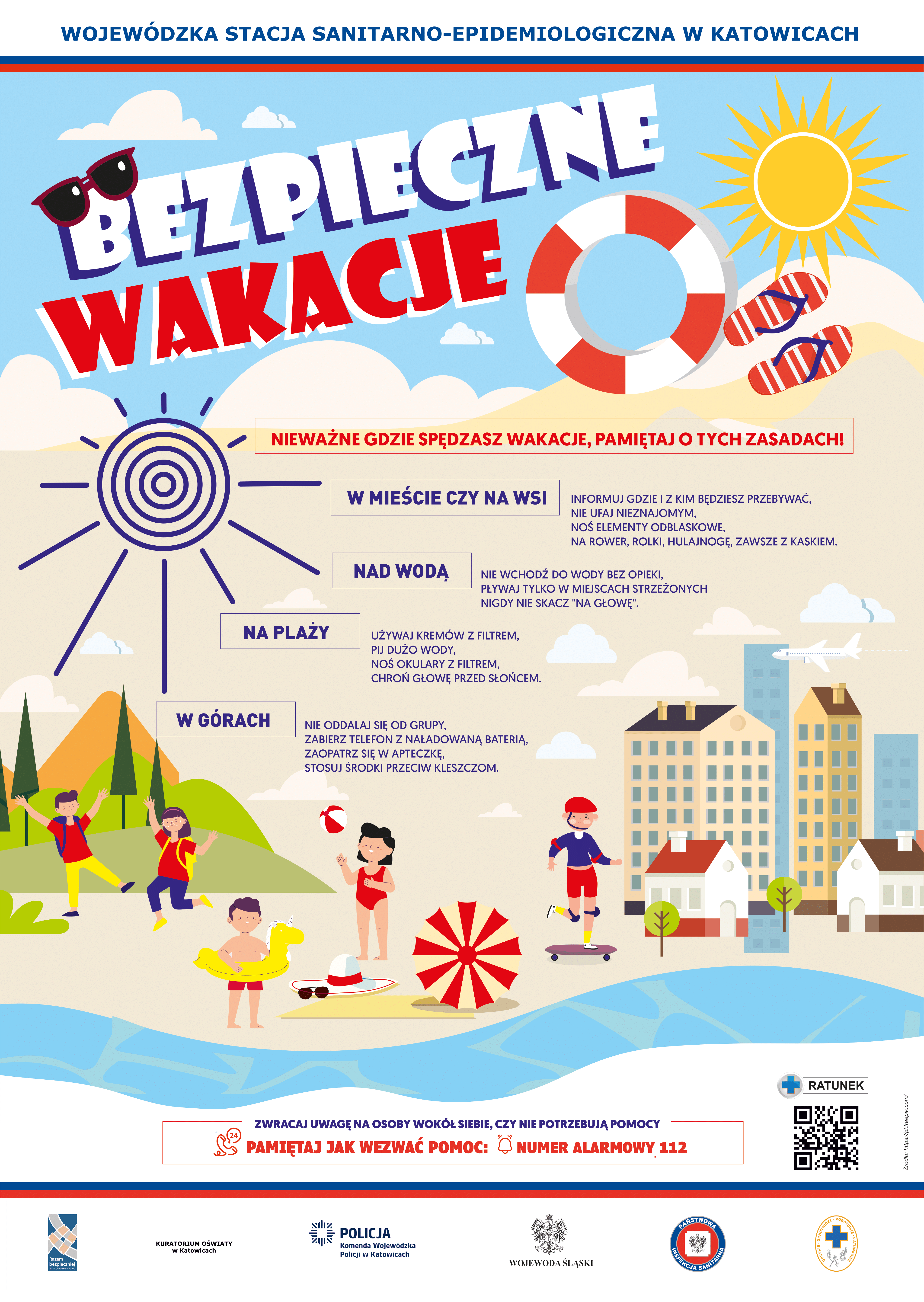Plakat Bezpieczne wakacje 2023
