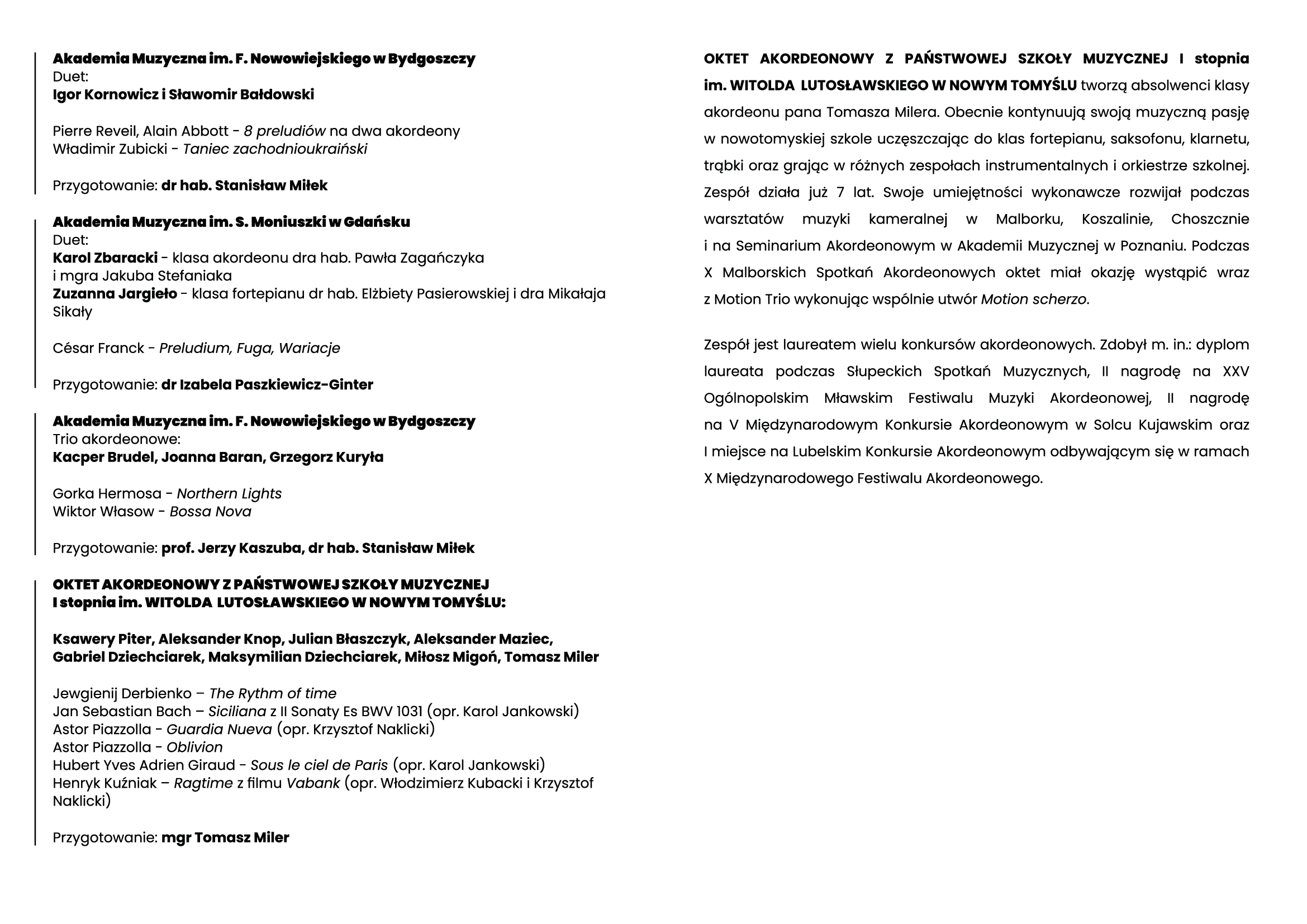 Plakat - Program akordeonowy - str. 2