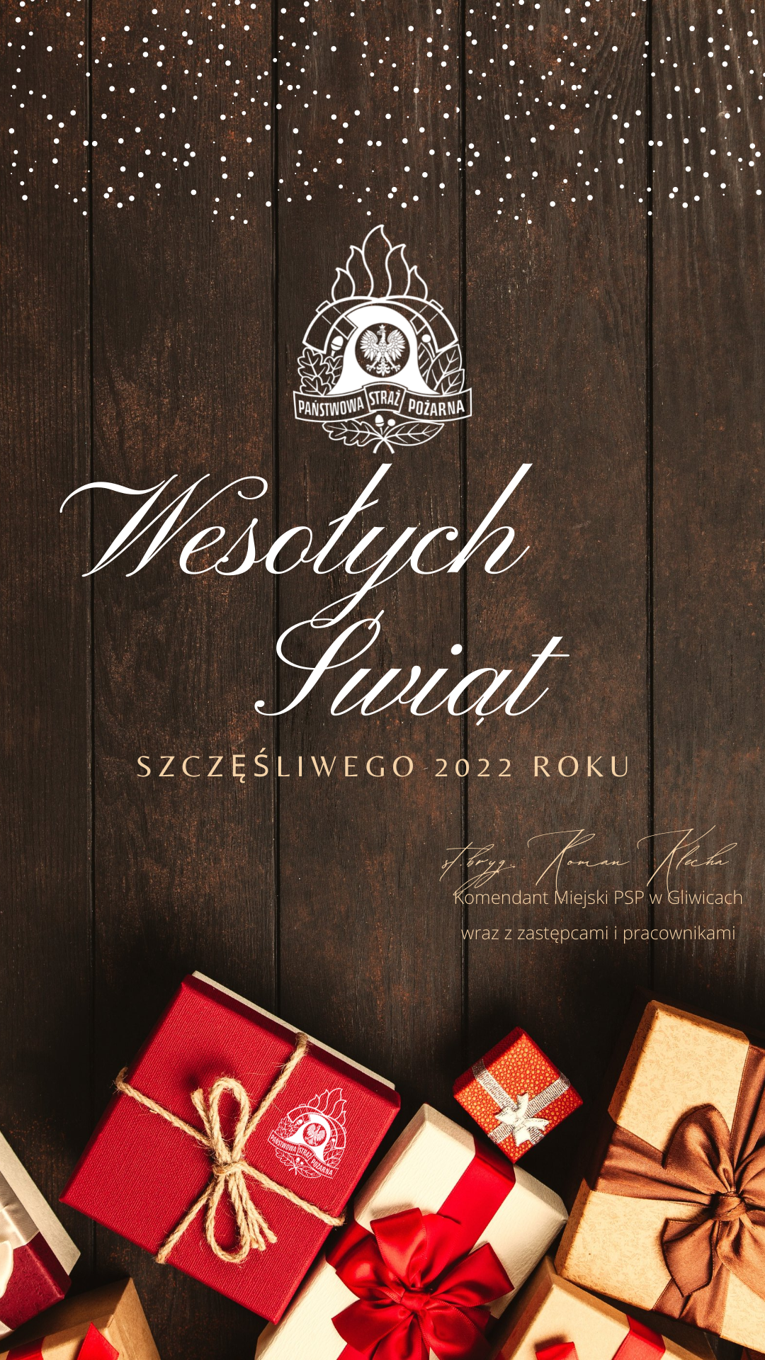 Życzenia świąteczne Komendanta Miejskiego PSP w Gliwicach 