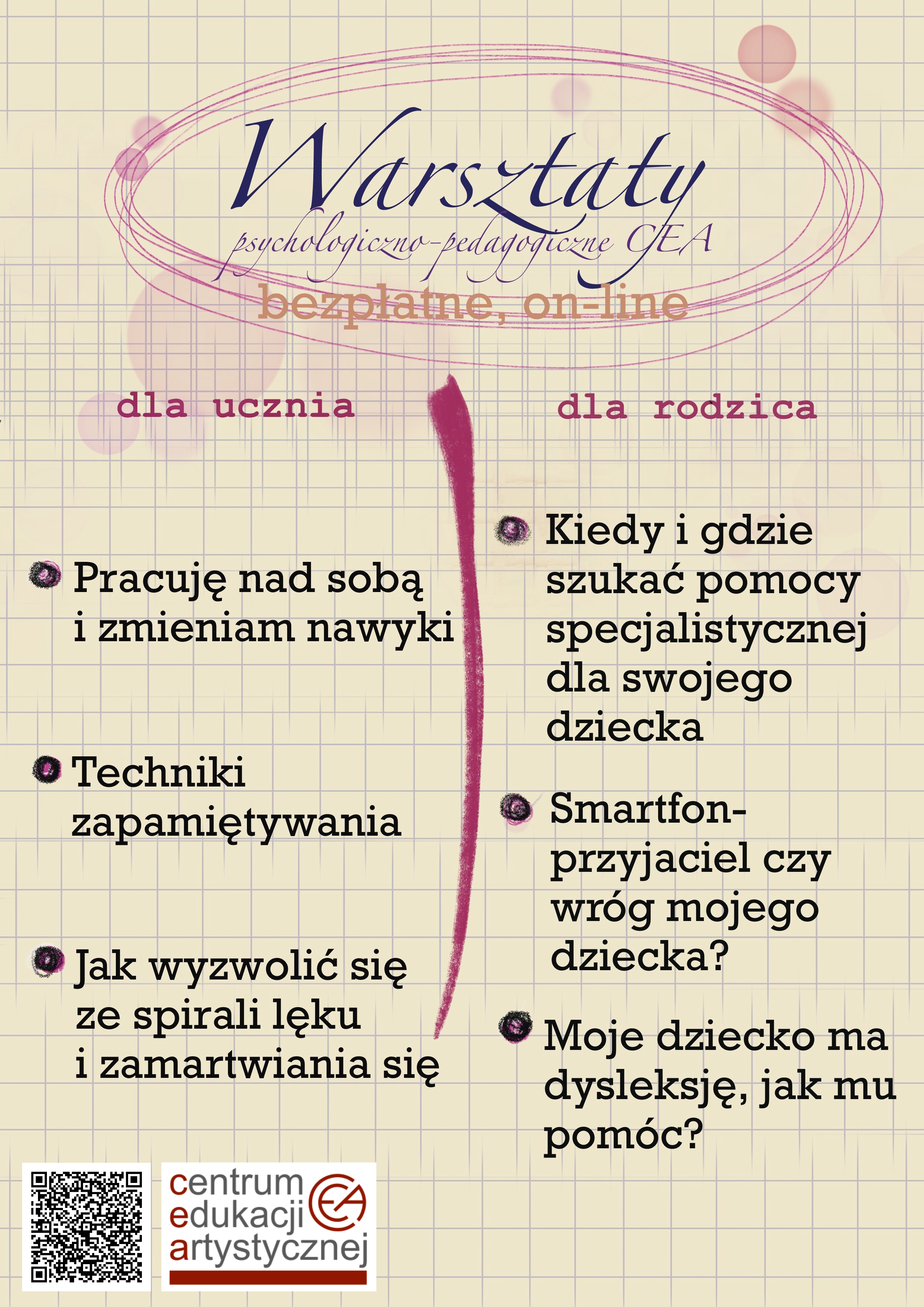 Plakat - warsztaty psychologiczno-pedagogiczne