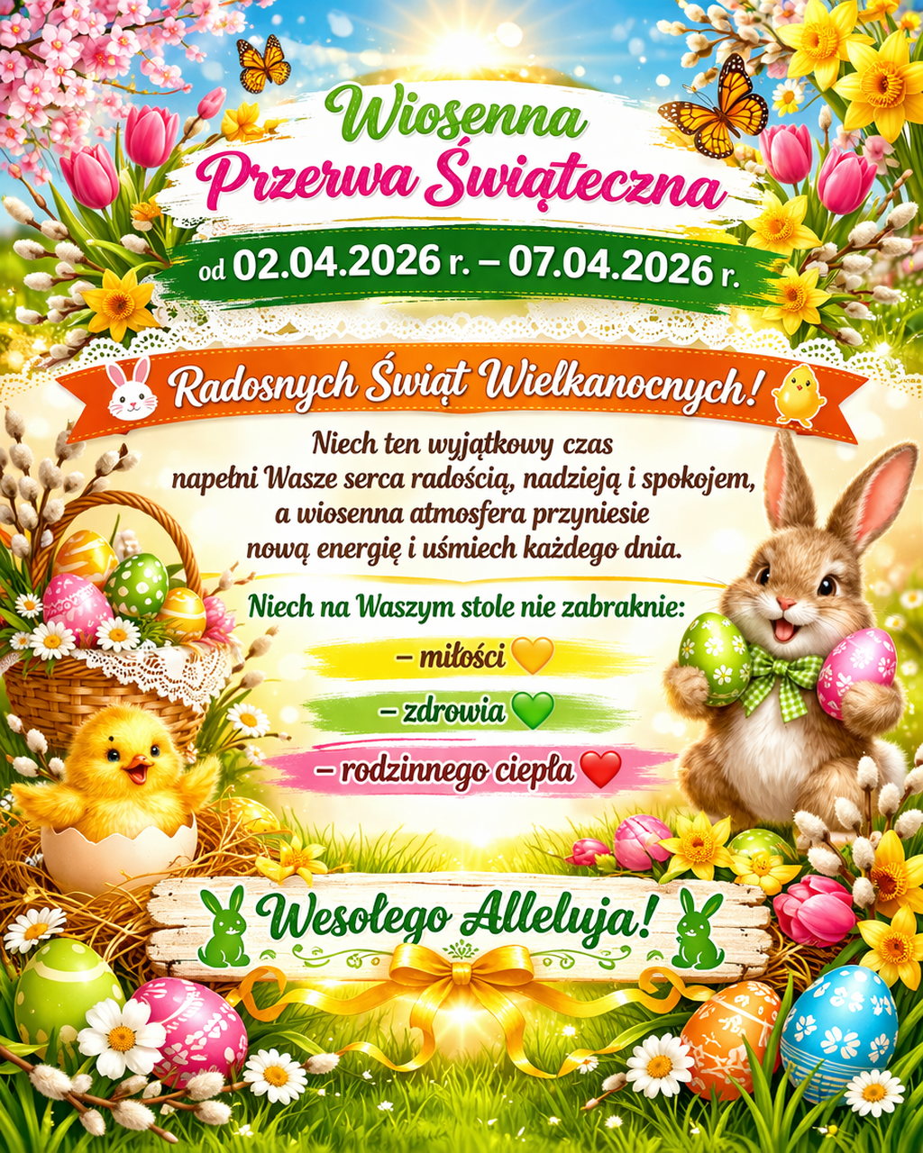 Wiosenna Przerwa Świąteczna 02.04.2026r. - 07.04.2026r.