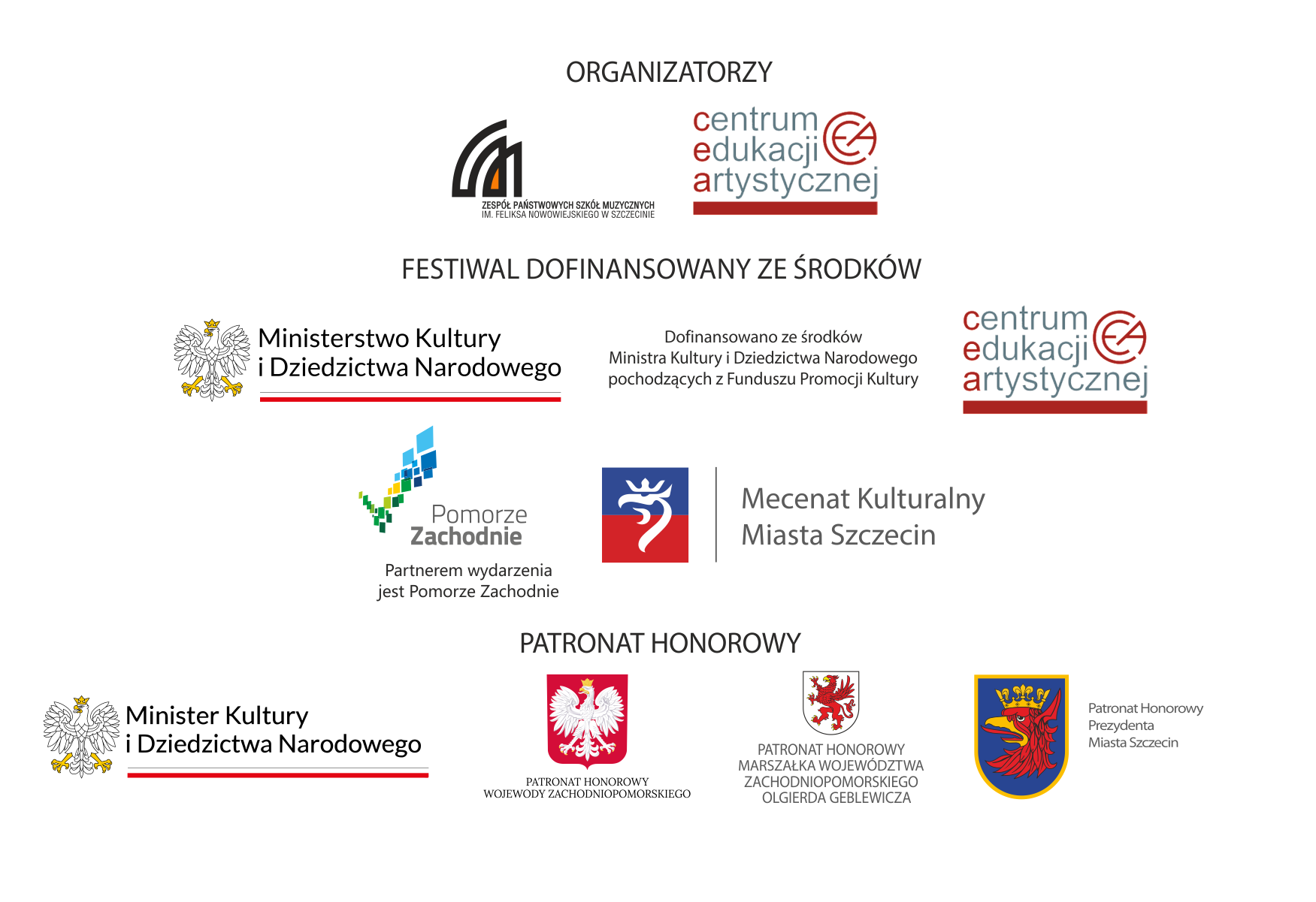 Grafika przedstawia logotypy instytucji, które dofinansowały festiwal klarnetowy