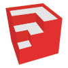 Logo programu Google Sketchup, czerwono białe trzy schody, których rozmiar się zwiększa. Im wyżej tym mają większą powierzchnie. 