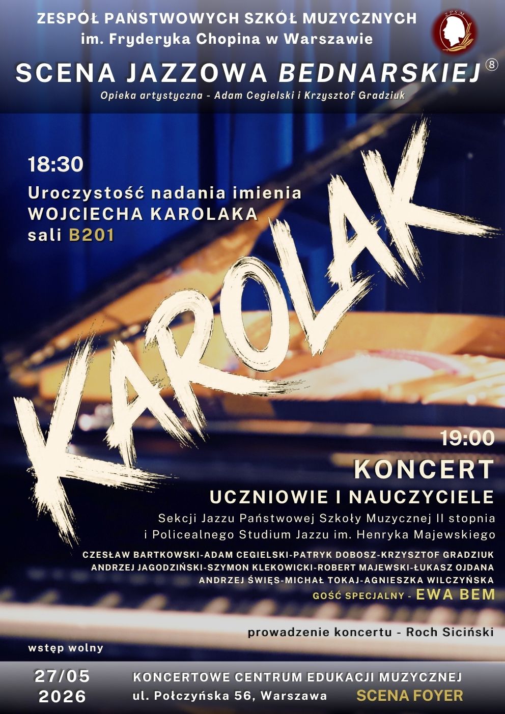 Afisz - Scena Jazzowa Bednarskiej (8) - koncert 27.05.2026, godz. 19.00