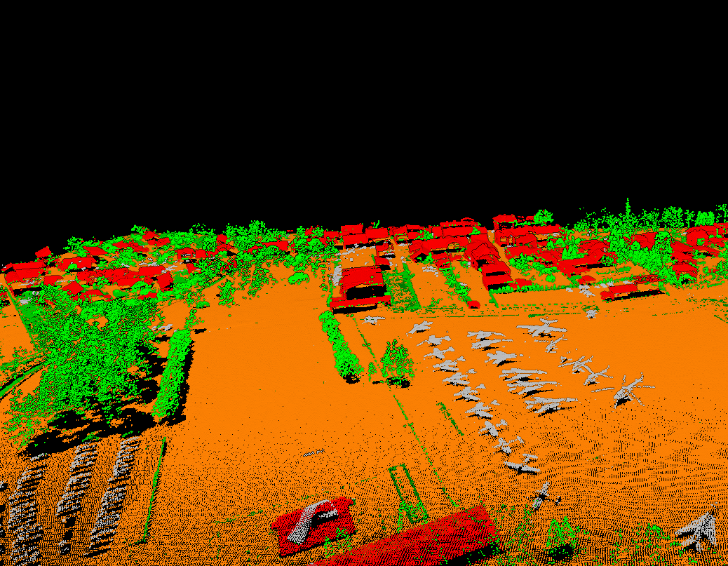 zrzut z ALS dla obszaru Muzeum Sił Powietrznych w Dęblinie prezentujący samoloty
