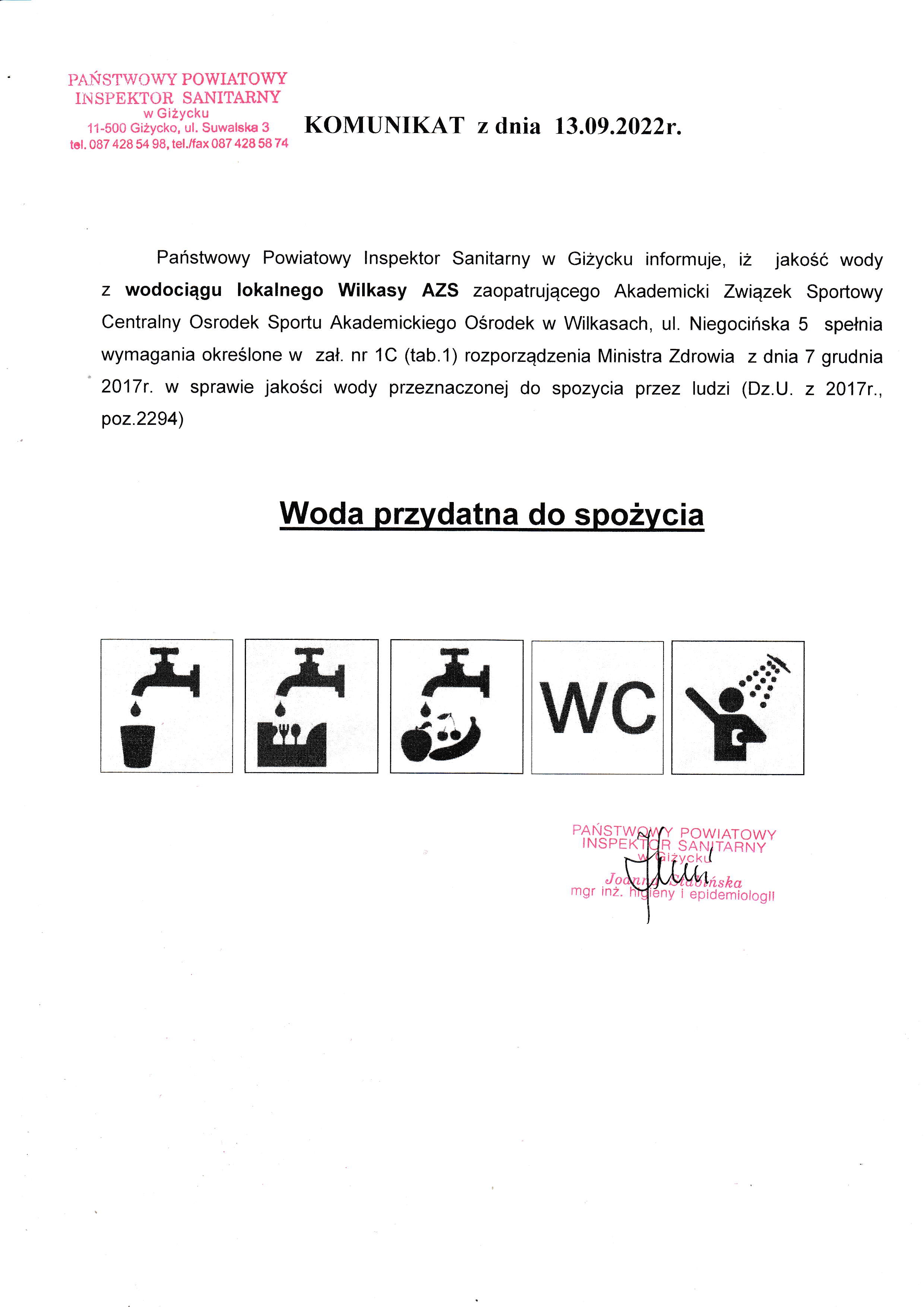 Komunikat z dn. 13.09.2022 r.