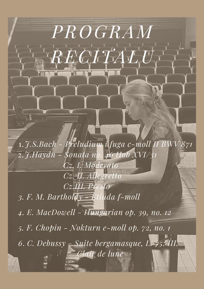 Program Recitalu dyplomowego Marii Wieliczko 15.05.2024