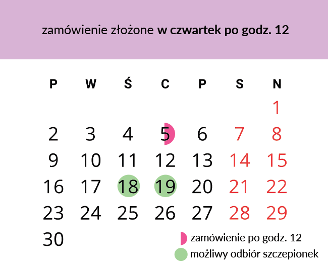 schemat zapisu odbioru szczepionek po godz 12 