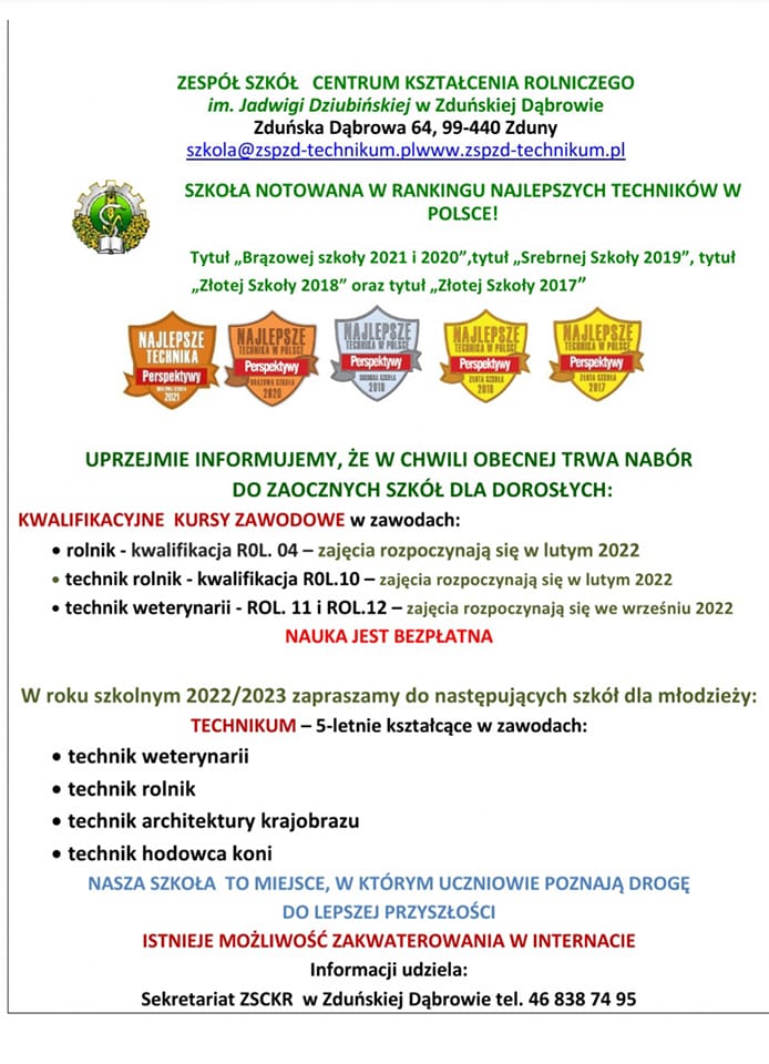 Zespół Szkół Centrum Kształcenia Rolniczego im. Jadwigi Dziubińskiej w Zduńskiej Dąbrowie