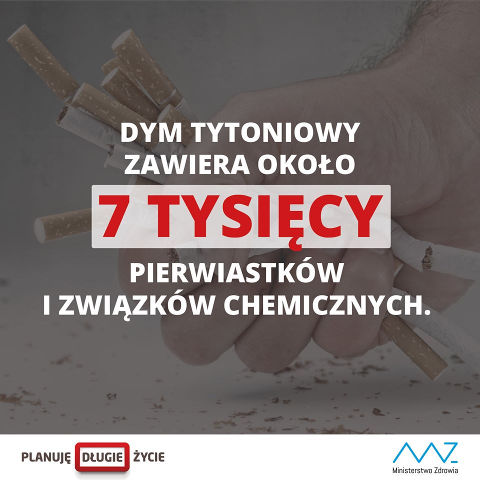 Dym tytoniowy zawiera około 7 tysięcy pierwiastków i związków chemicznych