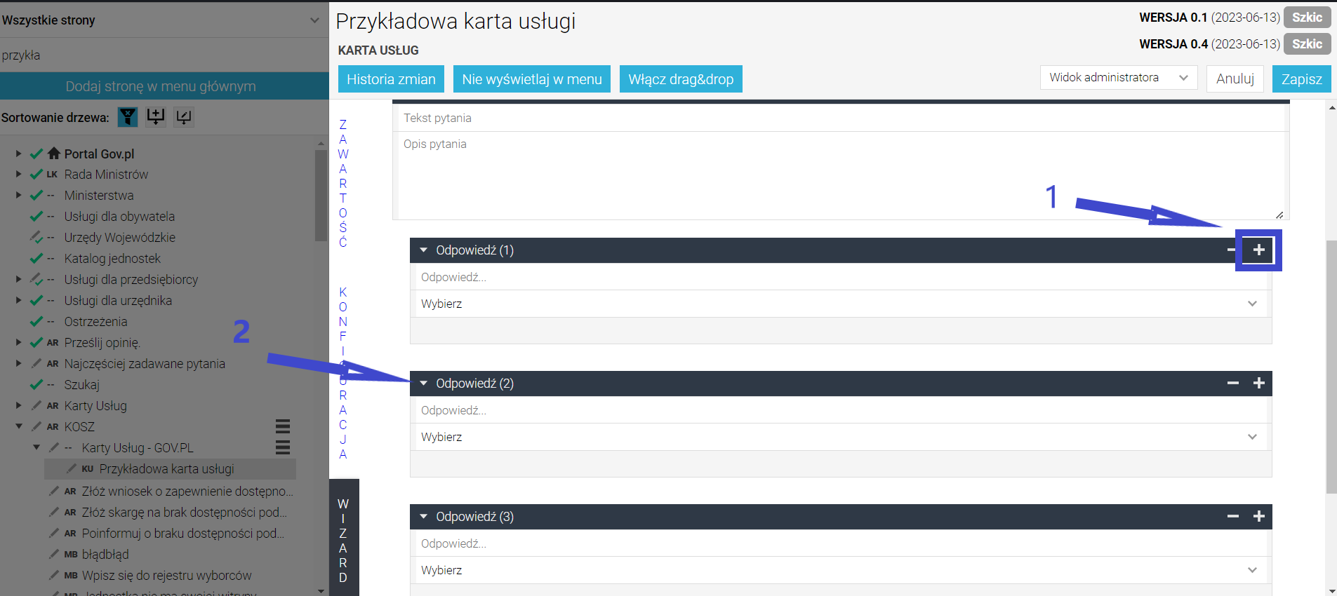 Dodawanie kolejnych odpowiedzi