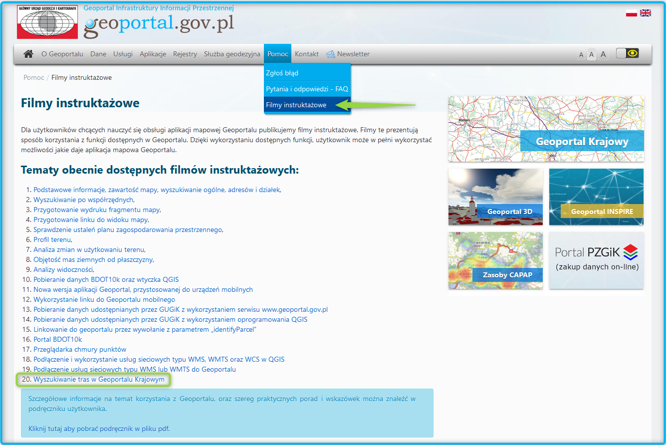 Zrzut ekranu ze strony geoportal.gov.pl